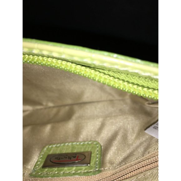 Talbots Green Leather Wristlet Mock Alligator Skin with Wrist Strap - Picture 5 of 5